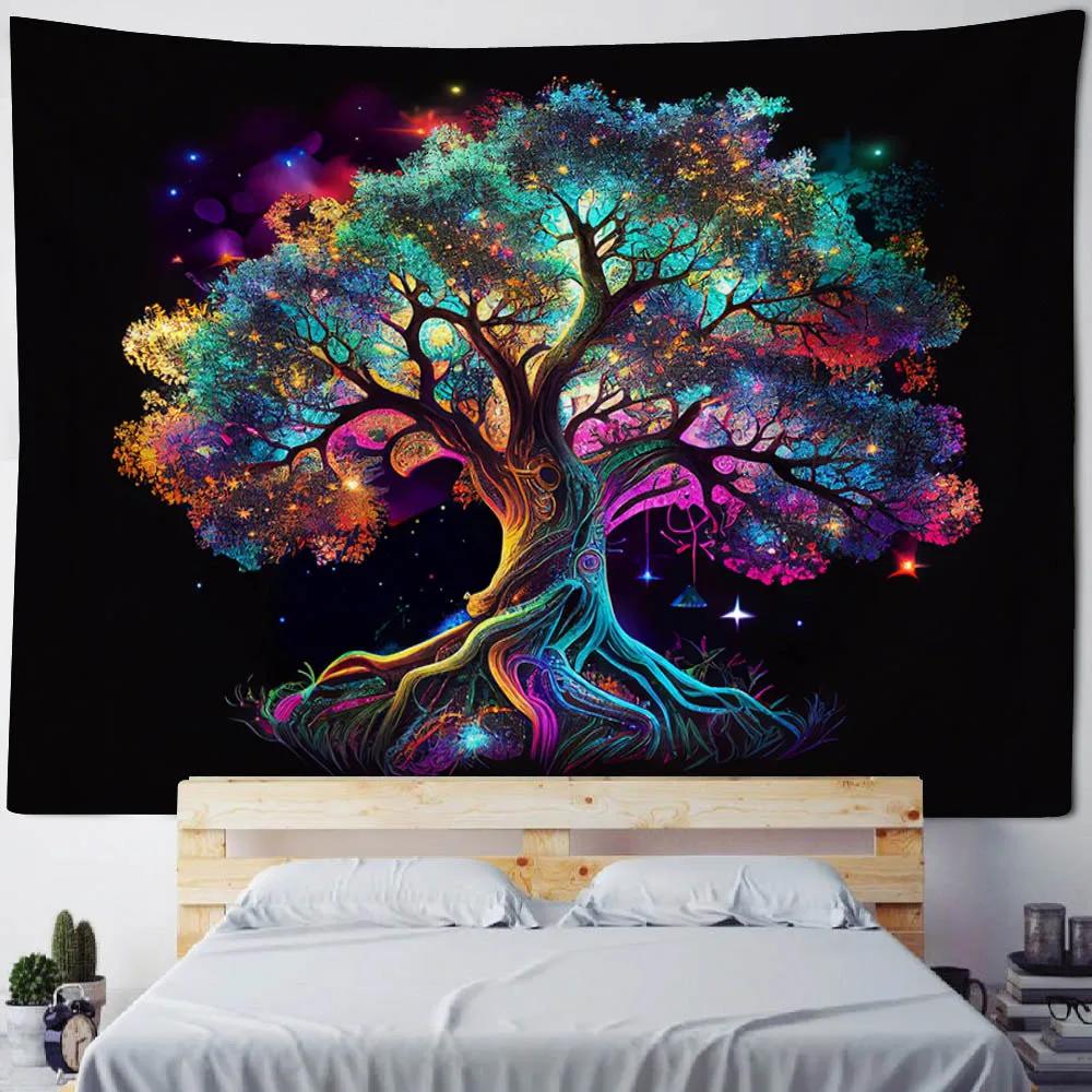 Tree Of Life Tapestry Kawaii Bedroom Decoration Mandala Home Wall Decoration Blankets Aesthetics Living Room Hanging Cloth
