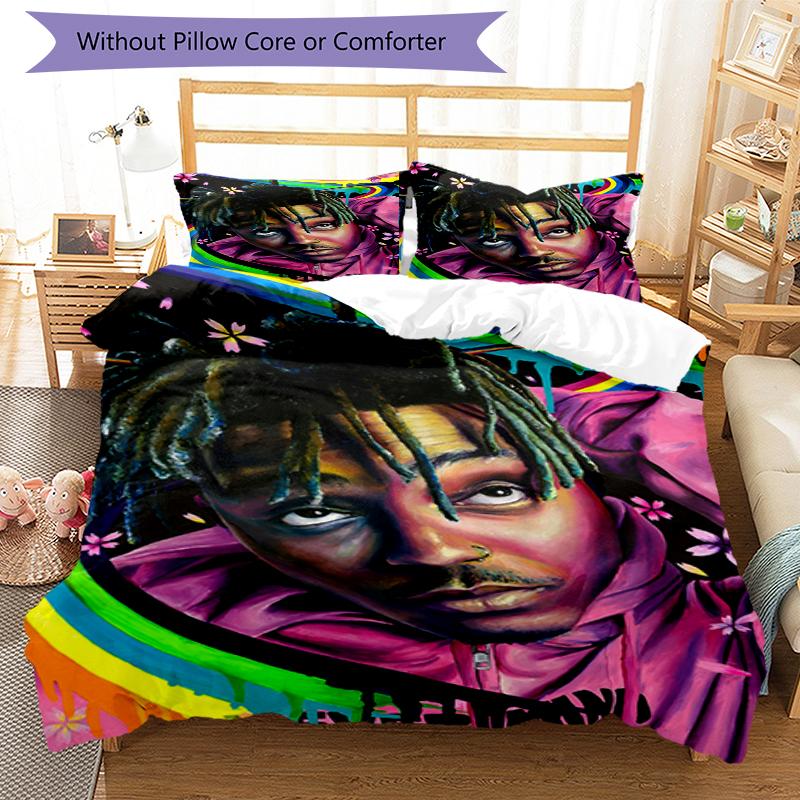 3pcs Juice WRLD Bedding Set Duvet Cover Closure Includes 1 Duvet Cover & 2 Pillowcases, Soft and Comfortable for All Seasons.