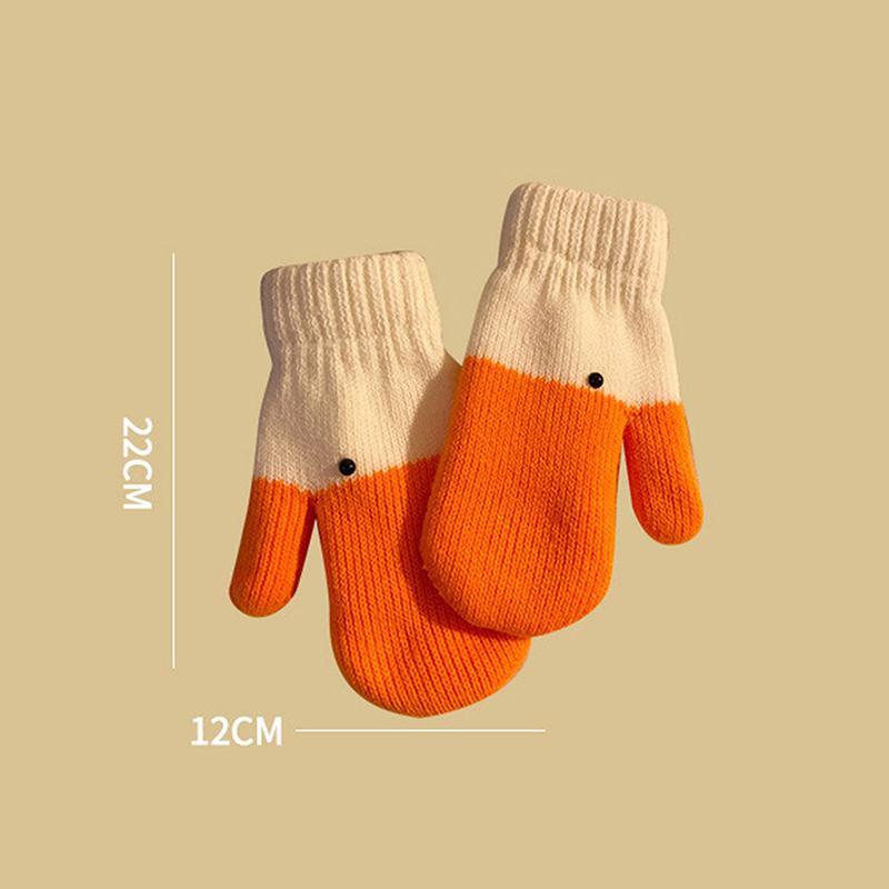 Kadınlar İçin Sevimli Komik Kaz Örgü Yün Eldivenler Kış Kalınlaştırılmış Sıcak Soğuğa Dayanıklı Eldivenler Onun İçin Mükemmel Hediye