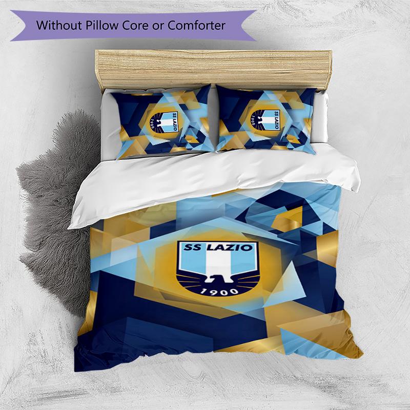Set Biancheria da Letto 3 Pezzi Stampato Lazio FC Traspirante Copripiumino con Federe Biancheria da Letto Decorativa per Camera da Letto Casa