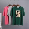 Hirsionsan Chic Cotton Printed T Shirts Women Summer Loose Casual Tees Oversized Aesthetic Graphic Clothes Plus Size Female Tops