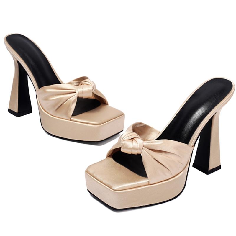Sexy Women's Slippers Rose Green White Red Gold High Heels Platform Mules Summer Shoes 2025 Outdoor Slide Ladies Sandals Brand