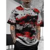 Modisches Herren-Rundhals-Kurzarm-3D-Casual-Farbprint-Casual-Kurzarm-Rundhals-T-Shirt
