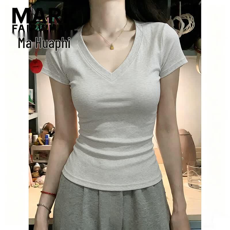 MARK FAIRWHALE Women s V-Neck Slim Fit T-Shirt L