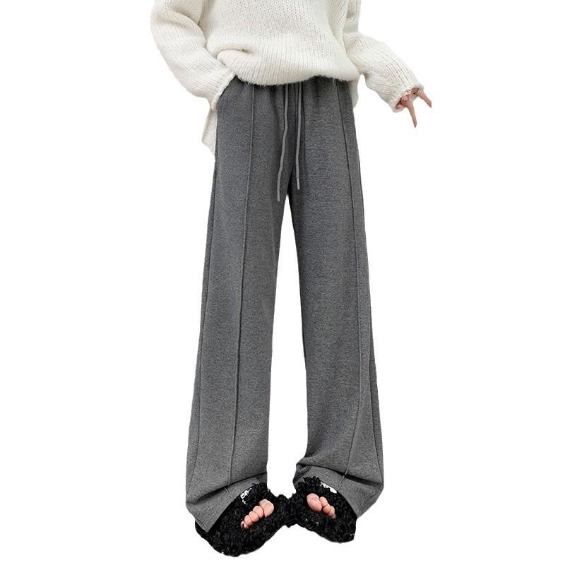 Wool velvet winter warm glutinous rice pants women's spring new drape high waist mopping narrow version casual straight wide-leg pants