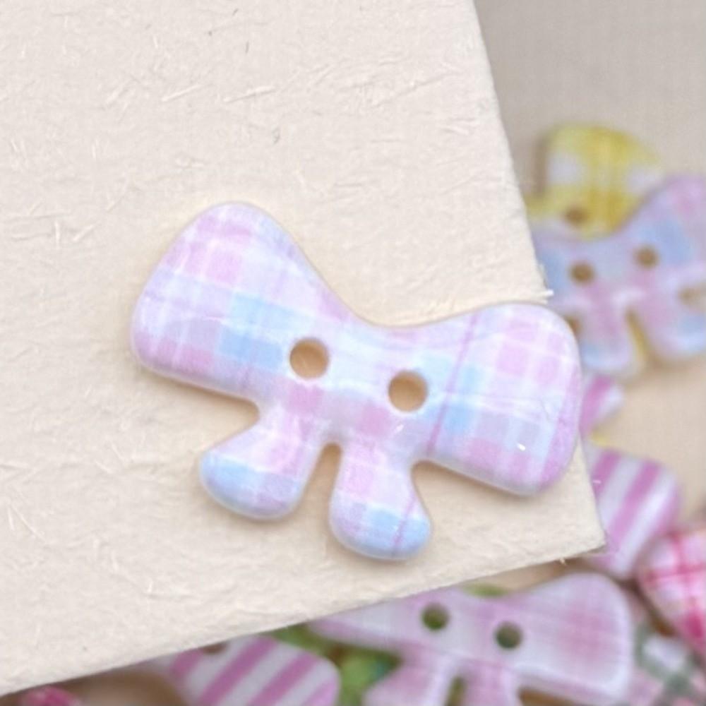40pcs Colorful Creative Bow Buttons Cute Fashionable Bowknot Buttons Resin Sweet Plaid Stripe Buttons Clothing Coat