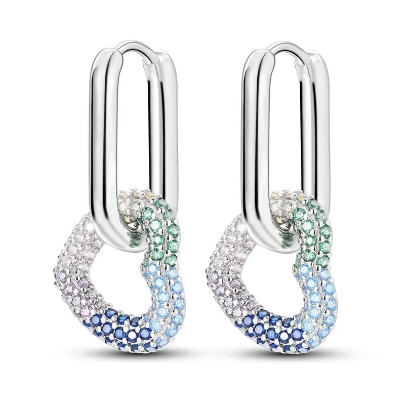 925 Silver Star Moon Pendant Earrings For Women Sparkling Cubic Zircon Luxury Wedding Anniversary Jewelry Gifts