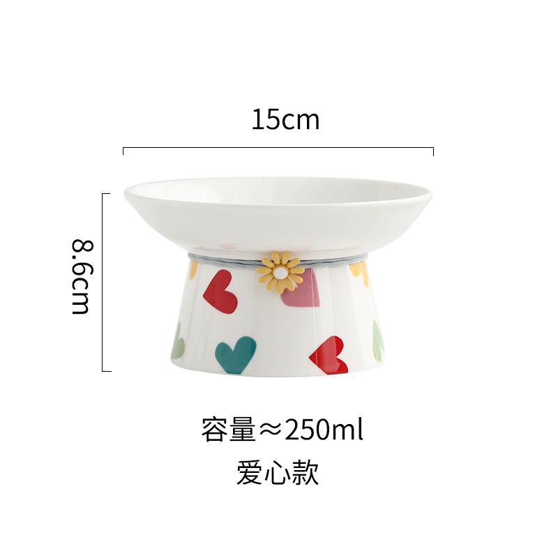 Ceramic Cat Bowl Anti Black Chin Non Spill Water Dish Pet Food Feeder for Cats and Dogs