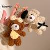 Healing Style Plush Toy Bear Charm Keychain, Cute Puppy Bag with Keychain Pendant Crocheted Accessories, Stuffed Animal for Women Girls Backpack Skin