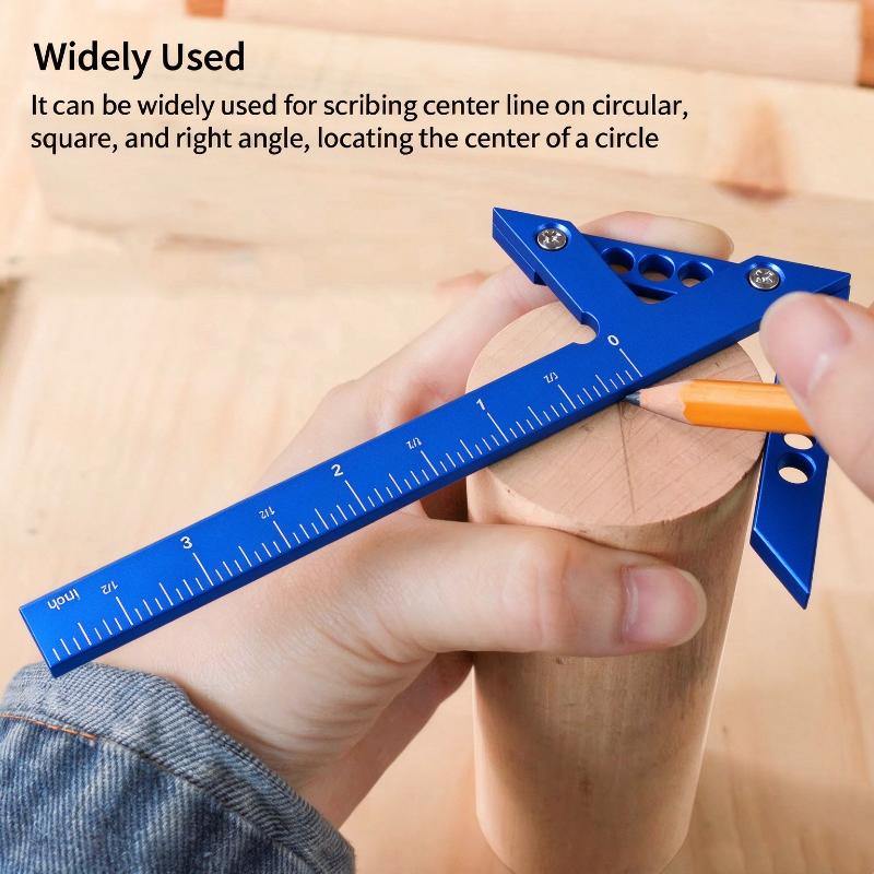 1Pcs 45°/90° Angle Ruler Aluminum Alloy Center Finder Line Gauge & Angle Marking Ruler For Carpenter Marking Measurement Tool