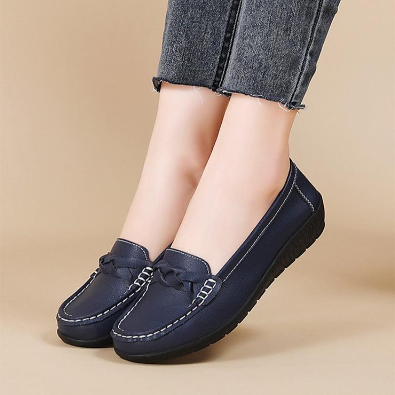 Fashion Women Loafers Luxury Cowhide Casual Shoes Slip On Oxford Shoes Nurse Shoes for Women Moccasins Soft Leather Flats Zapatos Mujer