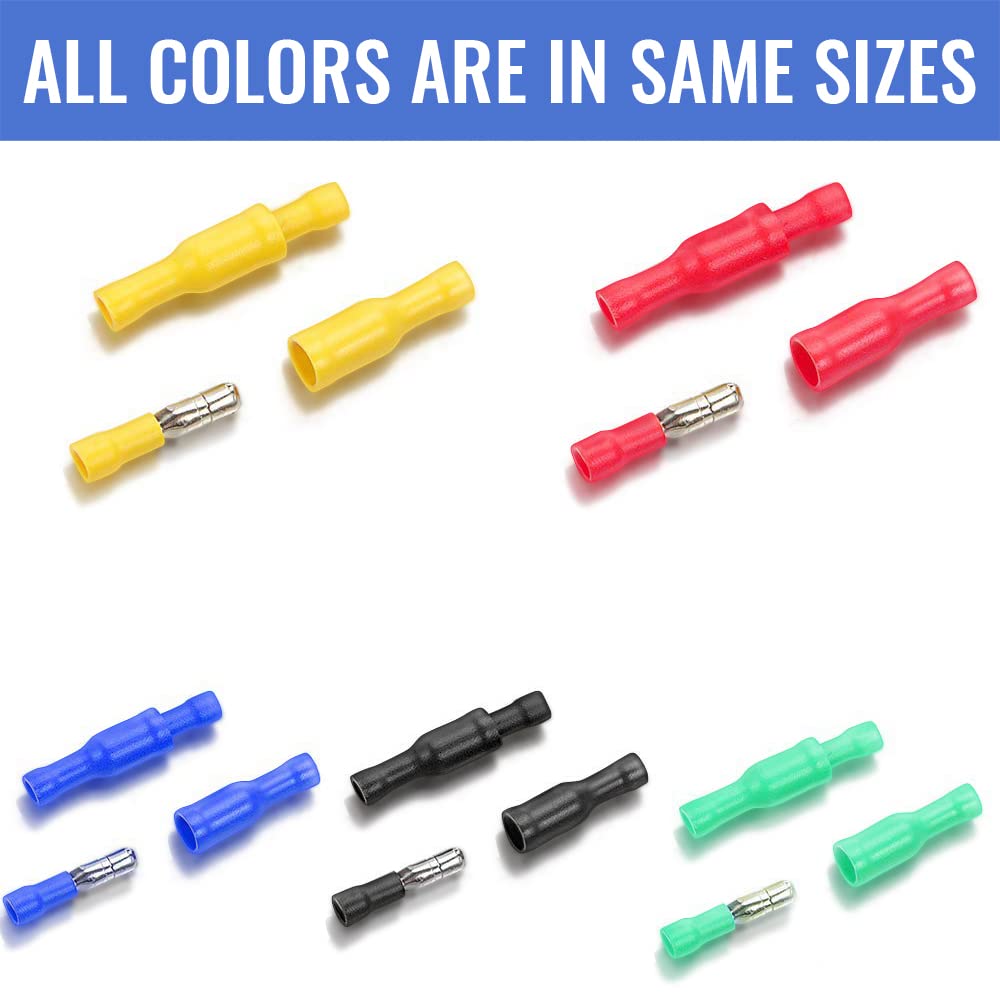 

50pcs Assorted Insulated Female & Male Crimp Wire Terminals Brass Insulated Male Female Bullet Quick Splice Wire Terminals Wire