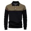 2025 New Arrival Long-Sleeve Polo-Collar Sweatshirt for Men, High-Quality Patchwork Casual Top