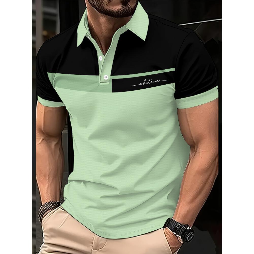 Summer Men's Short Sleeved Polo Shirt 3D Letter Pattern Print