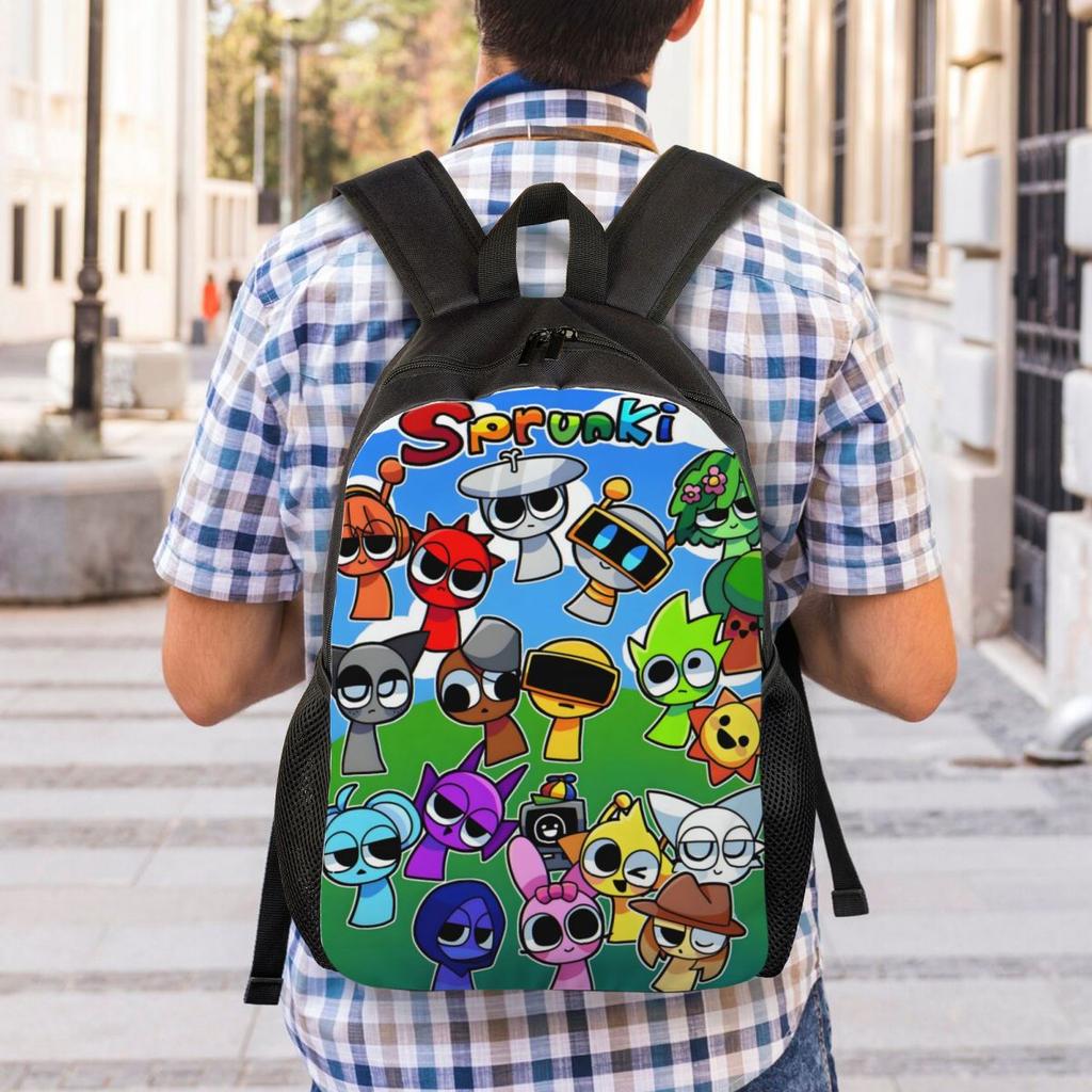 Custom Cartoon Sprunki Backpacks for Women Men Water Resistant College School Bag Print Bookbags