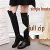 Women's Over-the-Knee Waterproof Martin Boots: Zipper Long Boots with Velvet Lining, Thickened Cotton, Flat Non-Slip Sole.