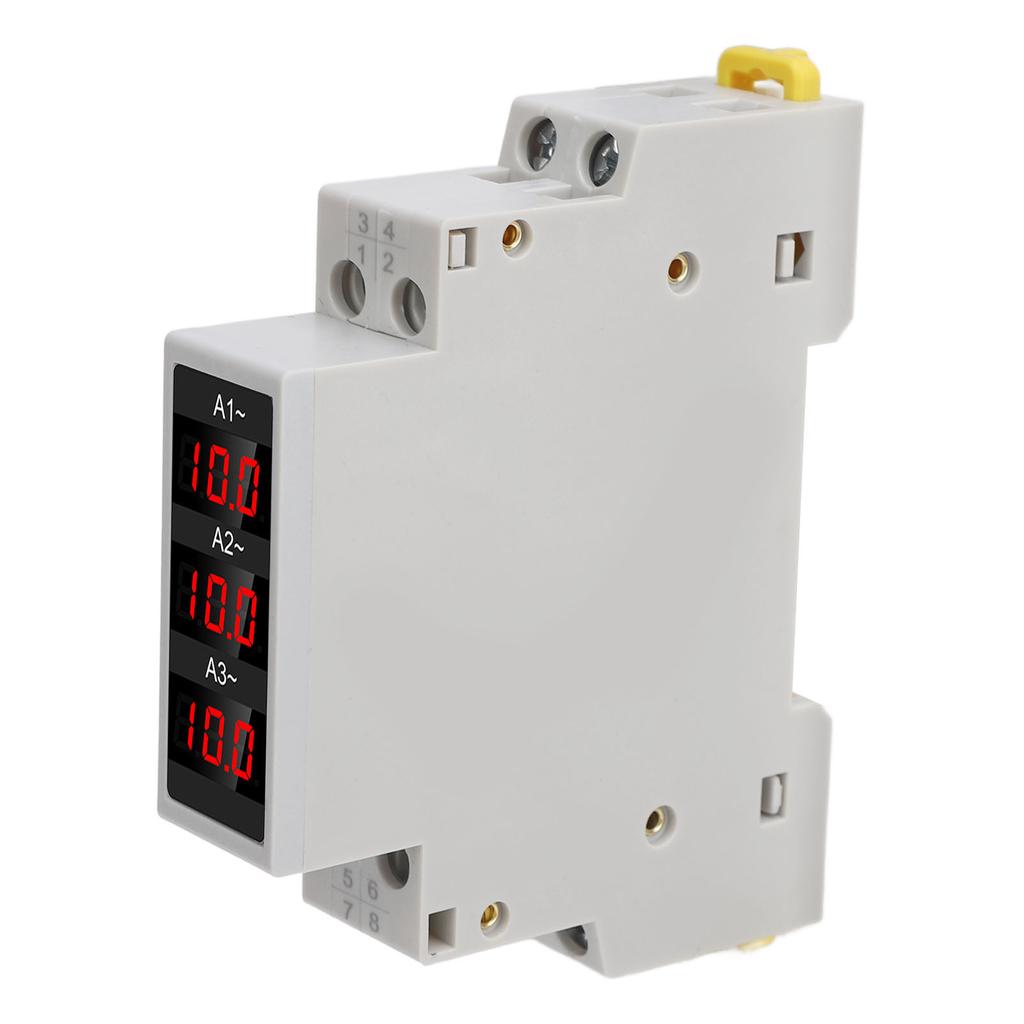 3 Phase DIN Rail Ammeter LED Digital Display High Accuracy Amp Meter with 3 Sensors AC80‑500V 1‑100A