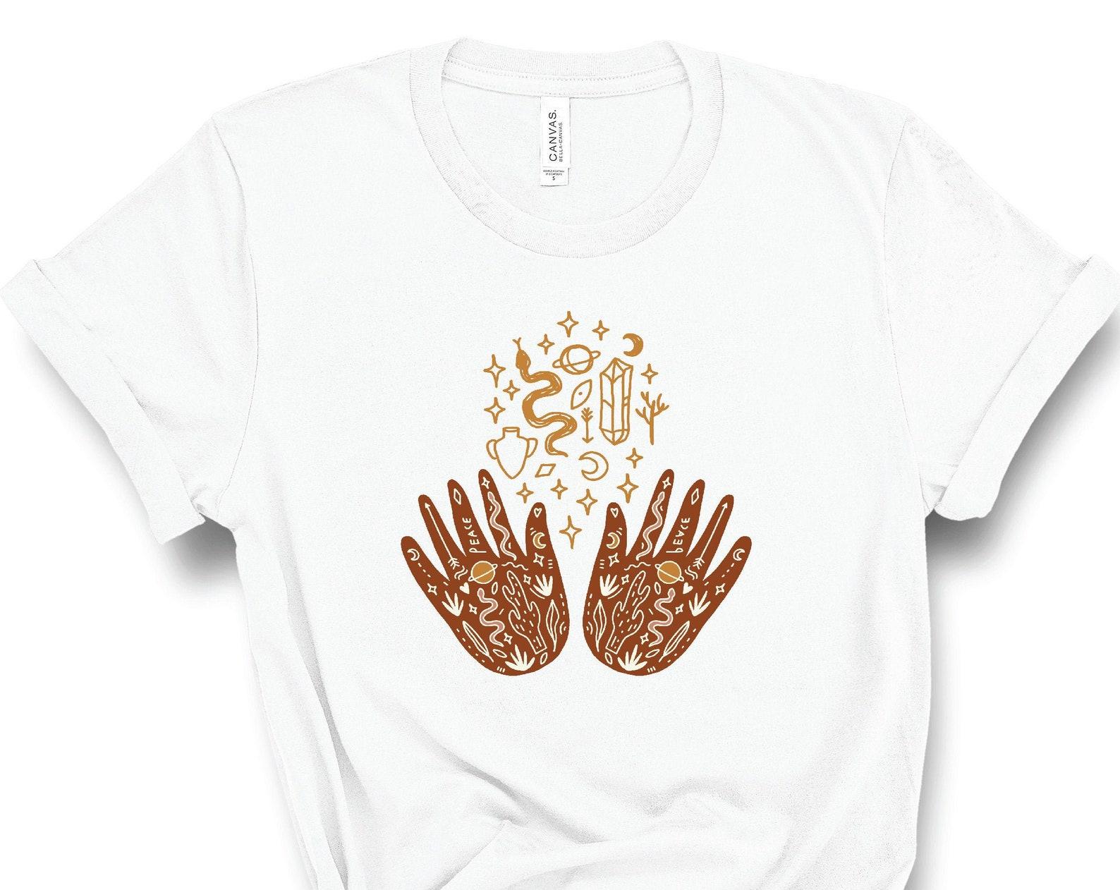 Wanderlust T Shirt, Bohemian Boho Shirts, Mystical Halloween Shirt, Witchcraft, Hippie Shirts Yoga Clothes, Nature Lovers Gift, Boho Tees 4XL