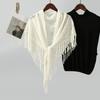 Elegant Solid Color Women's Shawls Hollow Handmade Tassel Scarf Floral Embroidery Fringes Wraps Spring Summer