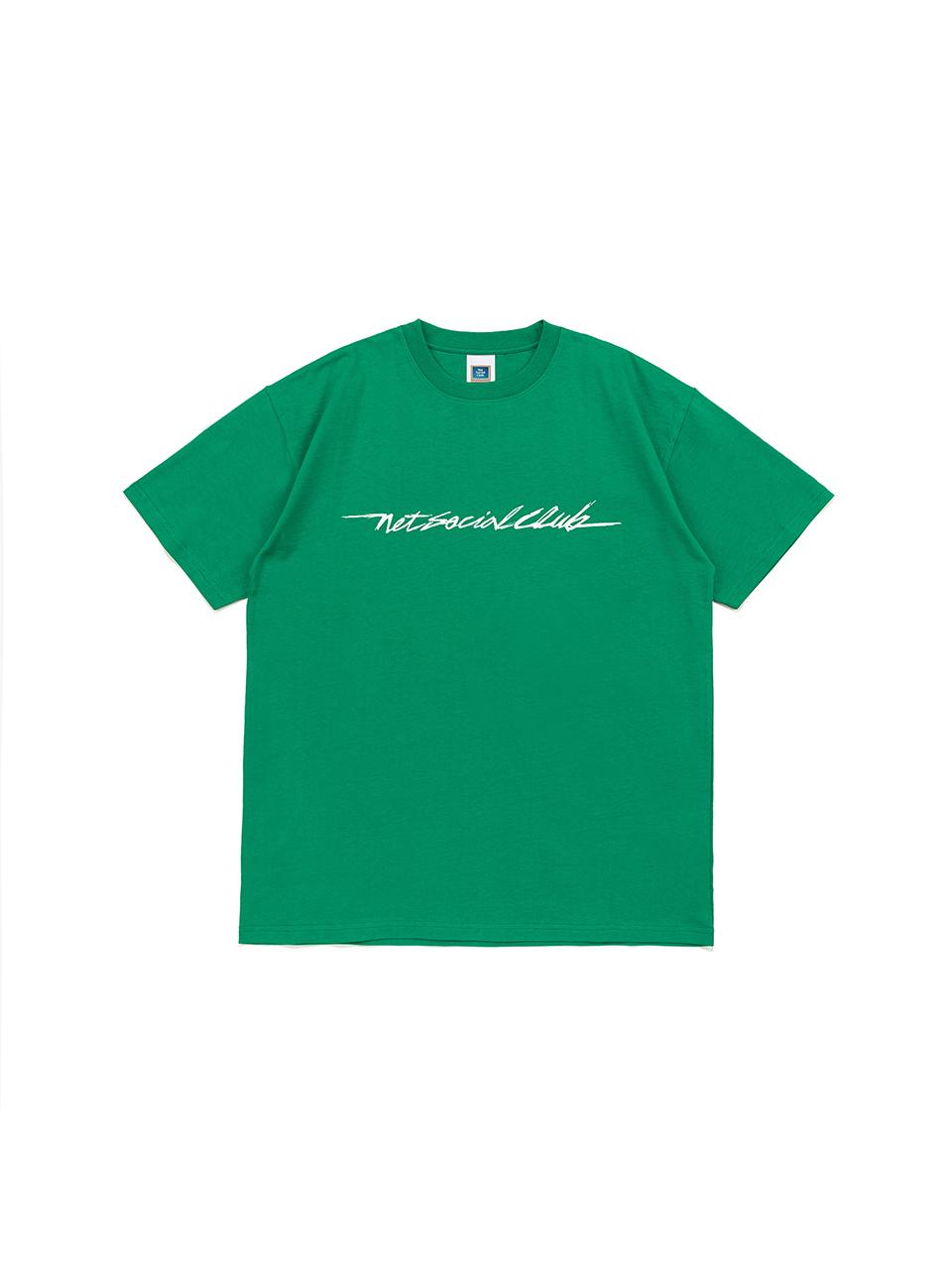 Net Social Club Script Logo Tee (Green) Green/S