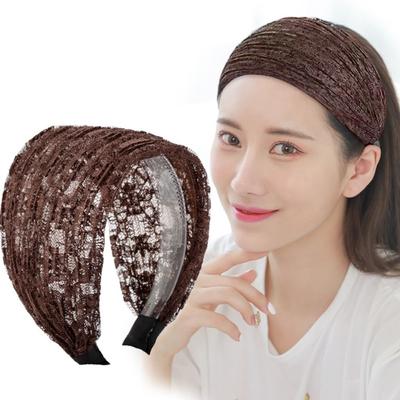 Hollow Lace Mesh Hair Band Non Slip Women Lace Hairbands Wide Side Hair Hoop  for Women Girls