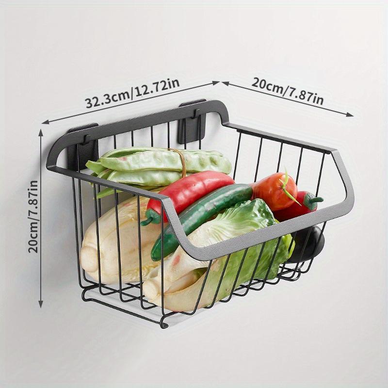 Kitchen Storage Basket Stainless Steel Fruit Vegetable Drain Storage Organizer Wall Mounted Spice Rack Dish Shelf Kitchen Tool