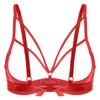 Womens Patent Leather Underwired Bra Strappy Open Cup Adjustable Shoulder Strap Lingerie Clubwear Tops