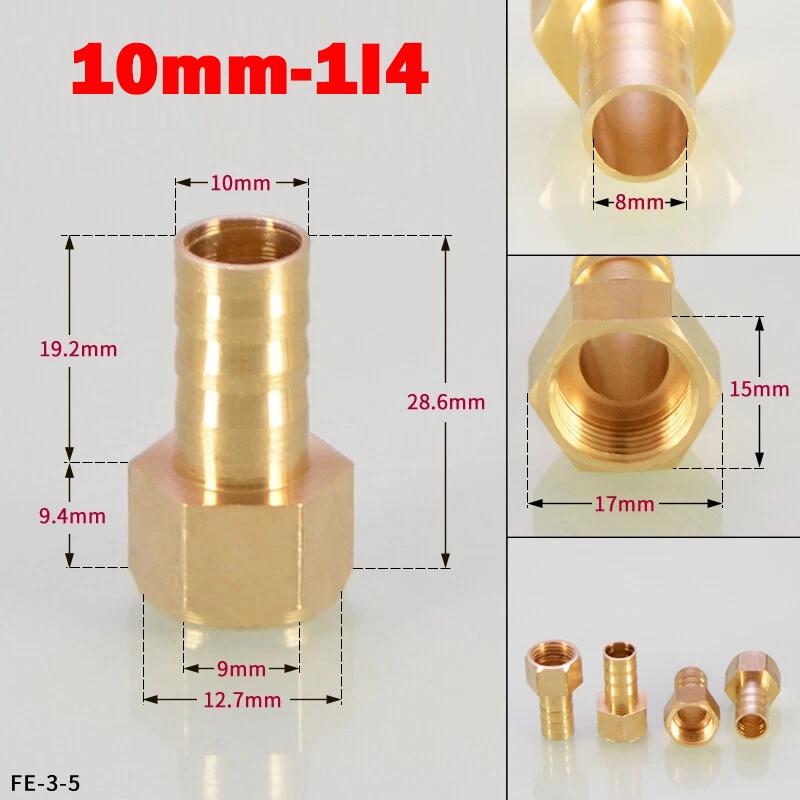 Hongtu Brass Female Thread Hose Connector - 1/8" 1/4" 3/8" BSP, 6-18mm Barb Tail End Fitting (Copper Adapter/Coupler)