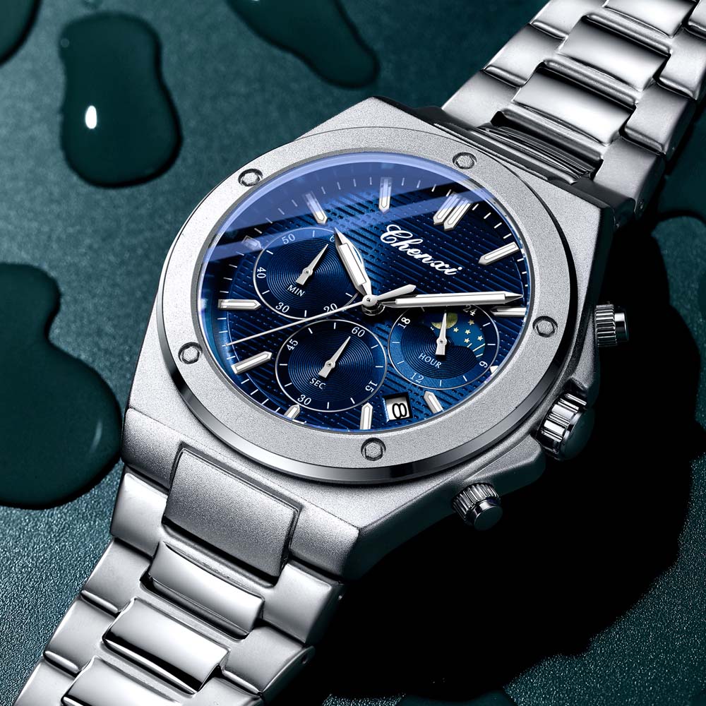 CHENXI Multifunctional Quartz Men's Watch Trendy Men's Wristwatch Luminous Chronograph Water-Resistant Male Clock reloj hombre