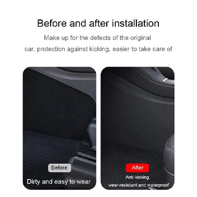 For Tesla Model 3 Highland 2024 Center Leather Kick Mat Model 3/Y 2021-2023 TPE Waterproof Mat On Both Sides of Center Control
