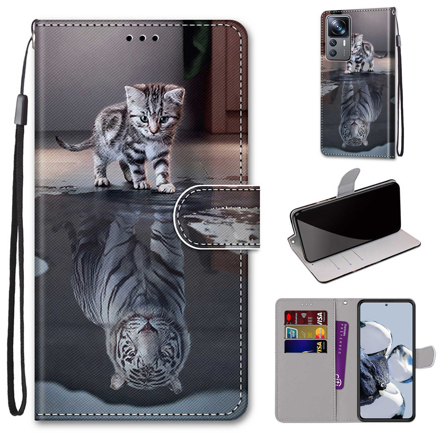 

Модный 3D-нарисованный узорный чехол для телефона с откидной крышкой из кожи для Xiaomi Poco Redmi Google Pixel