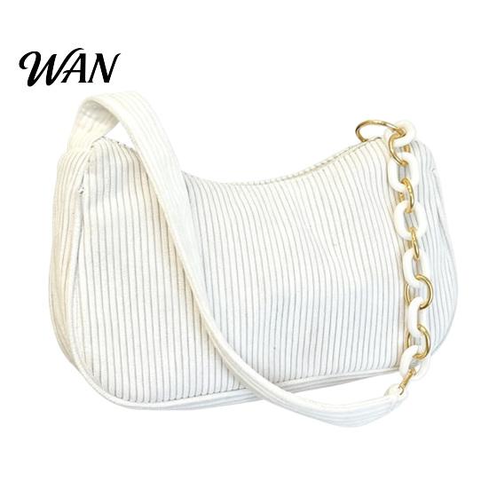 Corduroy Purse Women Shoulder Bag Stylish Top Handle Crescent Retro Style Handbag Simple Armpit for Shopping Commuting Dating