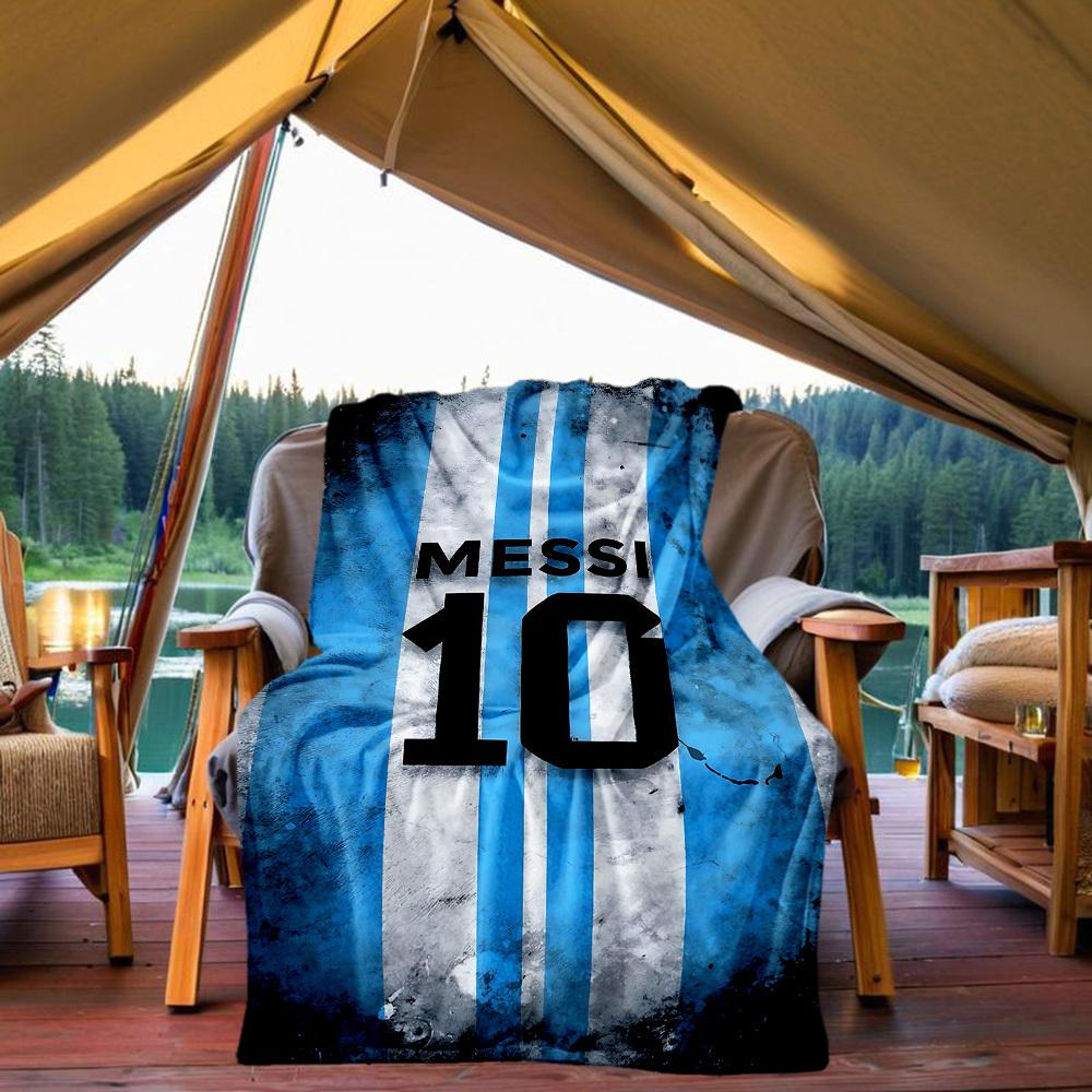 1pc Messi Number Outdoor Blanket Lightweight Flannel, Soft & Warm, All-Season Use for Sofa, Outdoor, Camping, Living Room, Office050