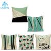 Polyester Decorative Throw Pillows Case Blue Green Geometric Trees Pillow Cushion Cover For Sofa Home Living Room Almofadas