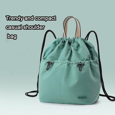 New Japanese And Korean Drawstring Women's Backpack Trendy And Versatile, Lightweight And Compact Nylon Handbag For Women