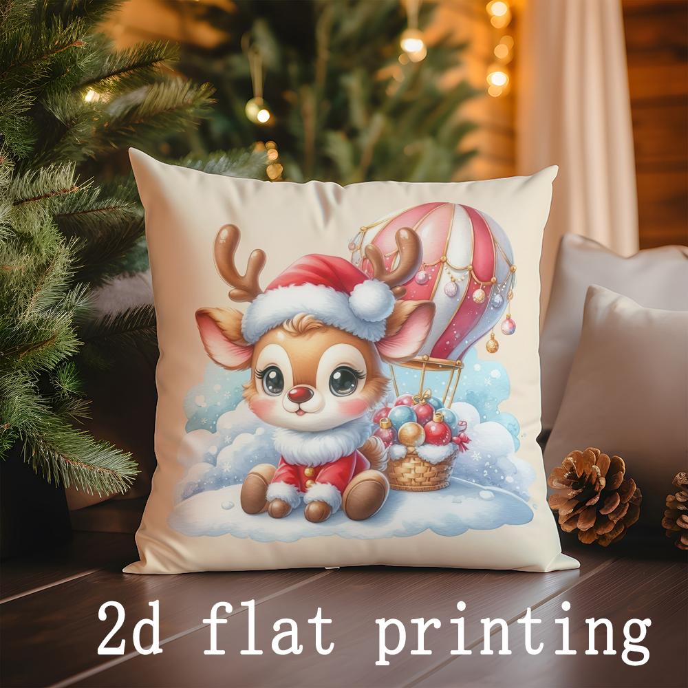 Home Decor Christmas-themed Cute &amp; Festive Pillow Covers Pattern Cushion Cover Suitable for Sofa Bedroom Car Pillow Cover