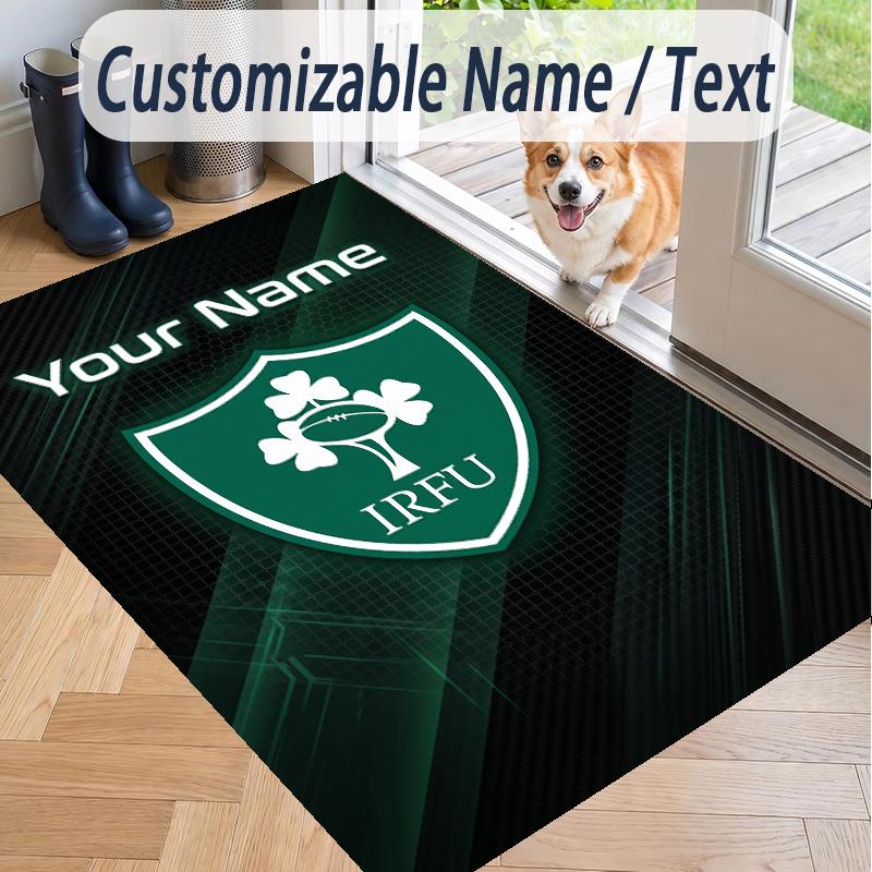 Custom Text Printed Rug Ireland Rugby Non Slip Floor Carpet For Home Room Decor