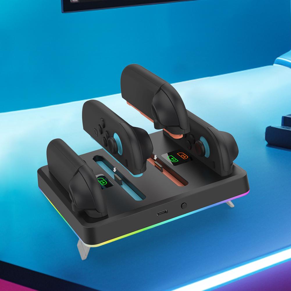 4 in 1 Charging Dock with RGB Lights Magnetic Controller Charger Stand Station for Nintendo Switch 2 Joy-Con Game Accessories