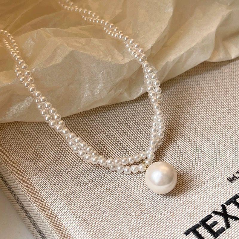 New high-end pearl double-layer necklace women's fashion light luxury exquisite, sweet and cute temperament versatile collarbone chain