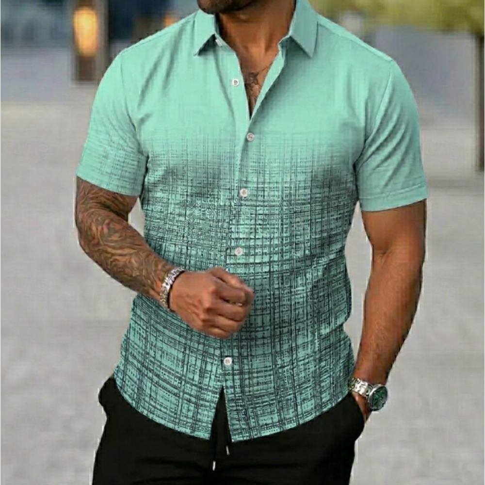 Men's Simple Pattern  3D Print Shirt Button Up Shirt Casual Shirt Summer Shirt Short Sleeve Daily Vacation Clothing