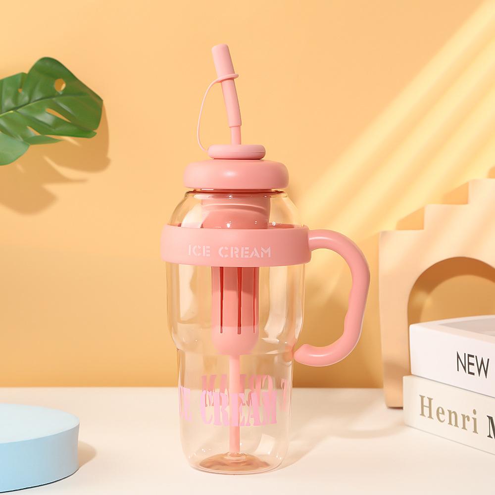 Water bottle summer dopamine large capacity plastic cup simple high value straw big belly cup car with handle car cup