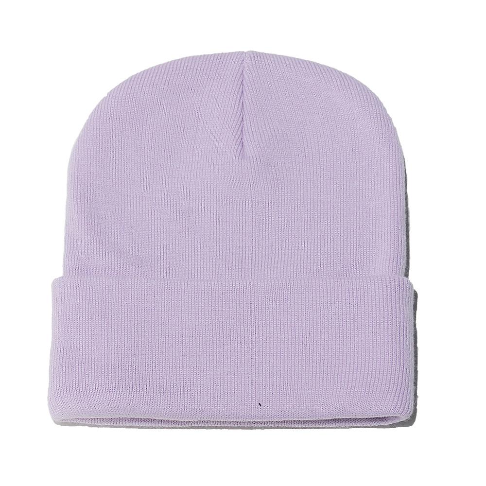 High Quality Solid Color Acrylic Wool Hat Outdoor Warm Cold Hat Monochrome Knitted Hat Pullover Hat for Men and Women