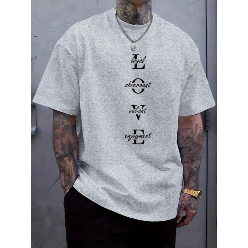 Mens Motivational Letter Print Casual Sport T-Shirt Breathable Short Sleeve Tee Youth Fashion