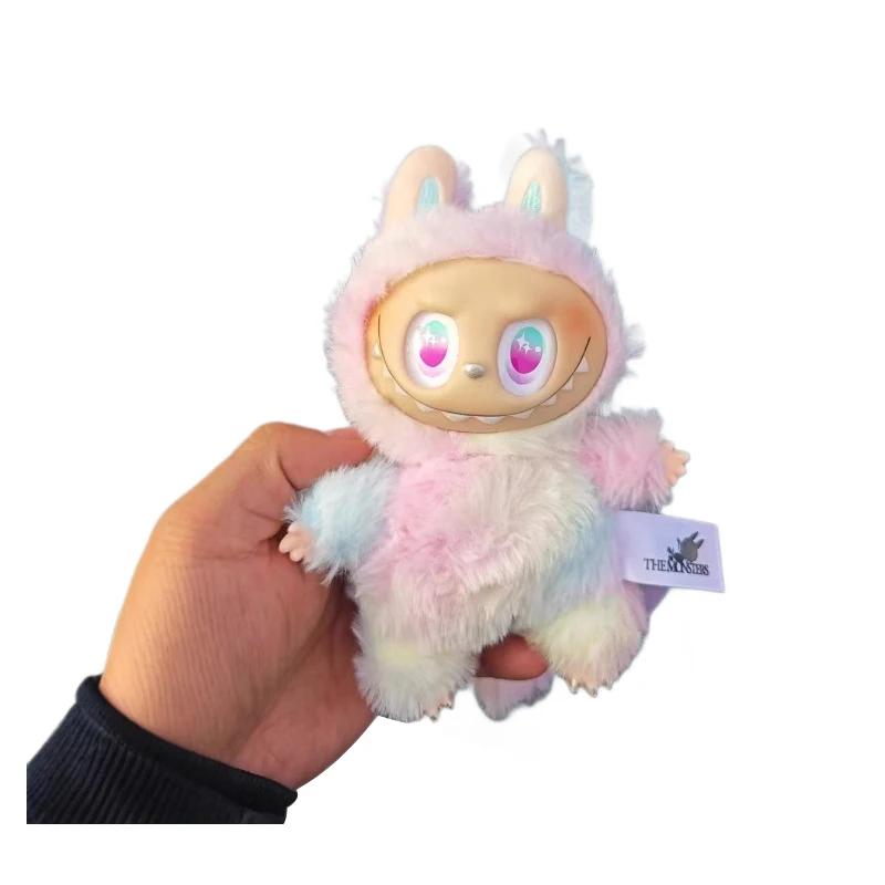 Zimomo Rainbow Colors Labubu Anime Figure Plush Dolls Vinyl Pendant Doll Backpack Pendant Decoration Plush Kids Gift Replicas