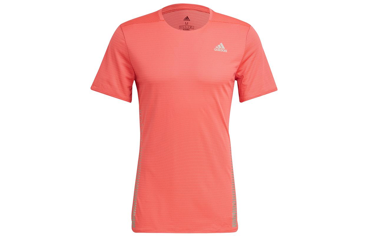 

Adidas Running T Shirts Men s Bright Pink Red Fluorescent Crew Neck Moderate Straight Fit H32560 XL