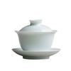 Jingdezhen Ceramic Gaiwan: White Porcelain Large Three Talents Tea Cup