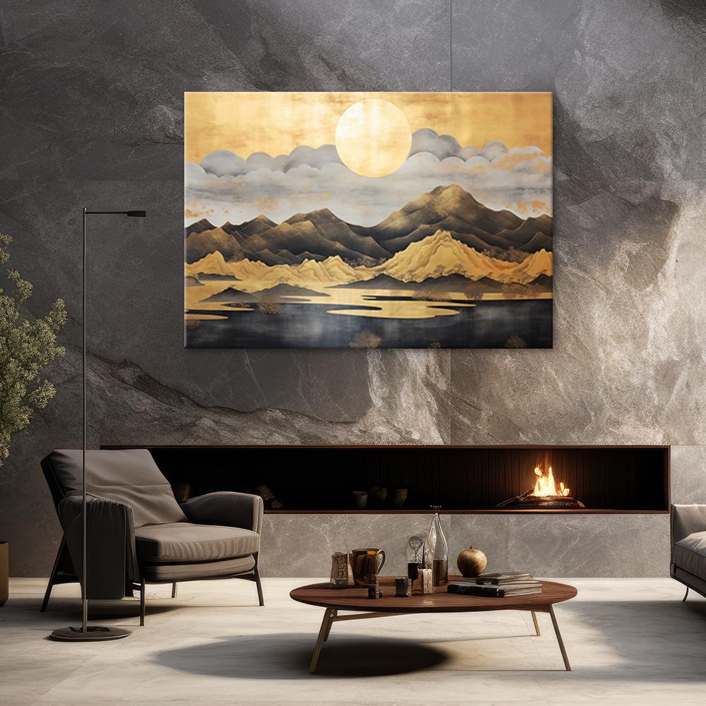 Canvas Print, Golden Mountain Landscape