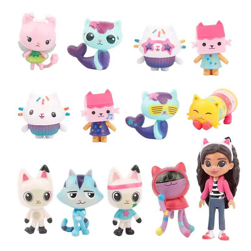 Discover Intime Girls Cartoon 13Pcs Gabby Dollhouse Anime Figure Toy Smiling Car Cat Hug Gaby Dolls Ornament Model Birth Date Present Designed For Children