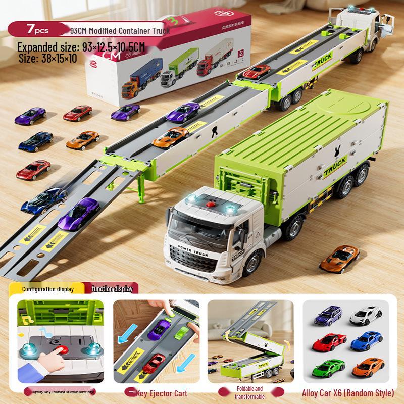 Children's Engineering Toy Set: Large Truck, Crane, Excavator, and Container Truck - Perfect Gift for Boys