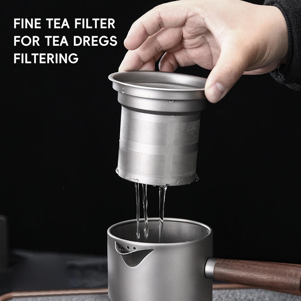 Ti Teekessel mit Holzgriff Tragbarer Teebereiter mit Sieb für Camping Wandern